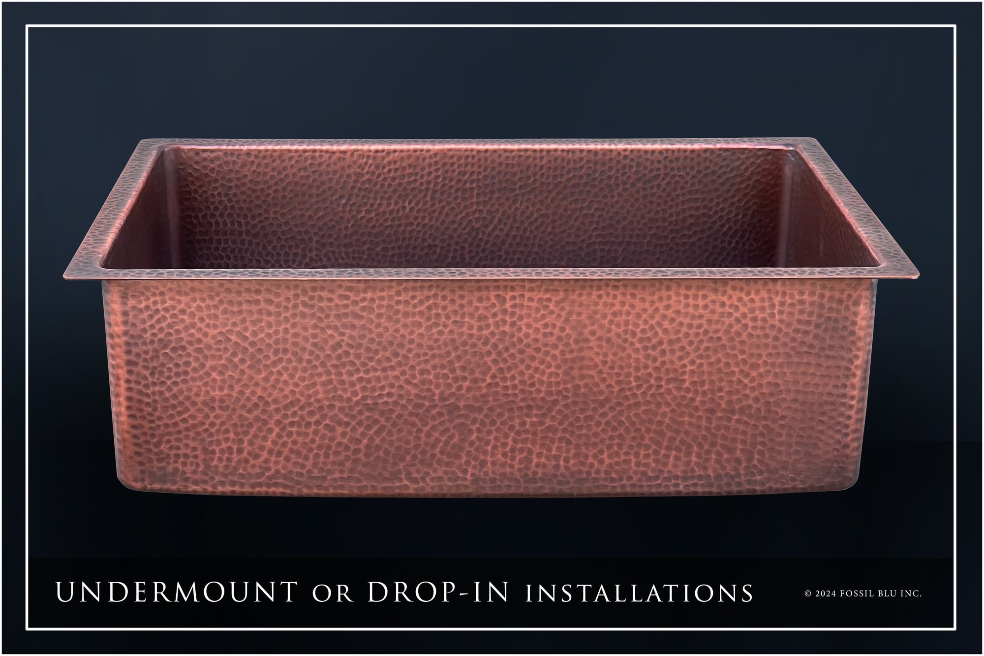 FSW1102 LUXURY 30-INCH HEAVY 12-GAUGE DARK PATINA COPPER UNDERMOUNT / DROP-IN SINK, INCLUDES ACCS