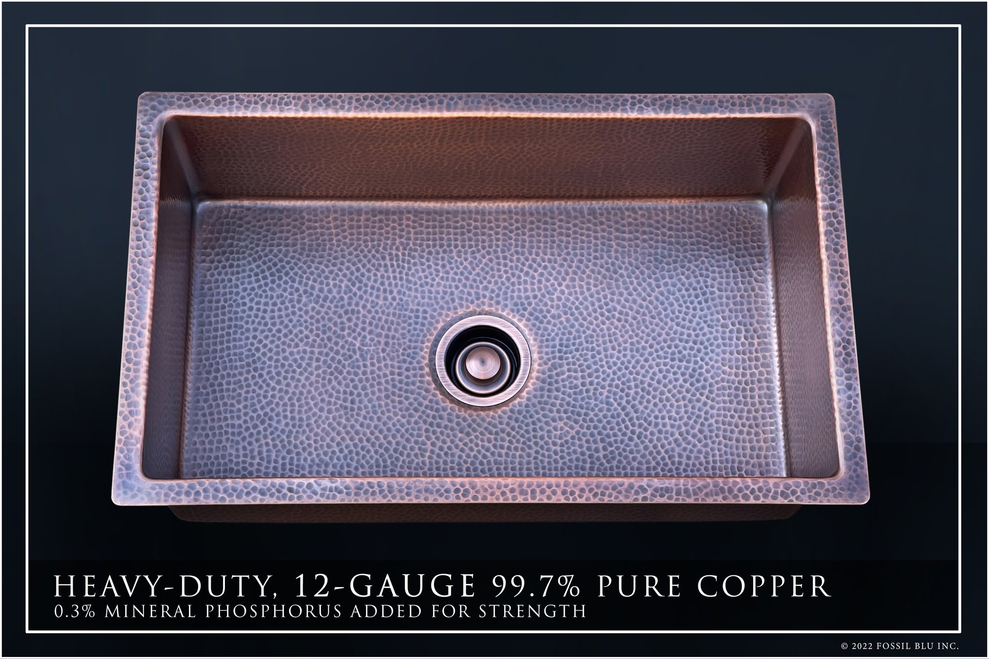 FSW1102 LUXURY 30-INCH HEAVY 12-GAUGE DARK PATINA COPPER UNDERMOUNT / DROP-IN SINK, INCLUDES ACCS