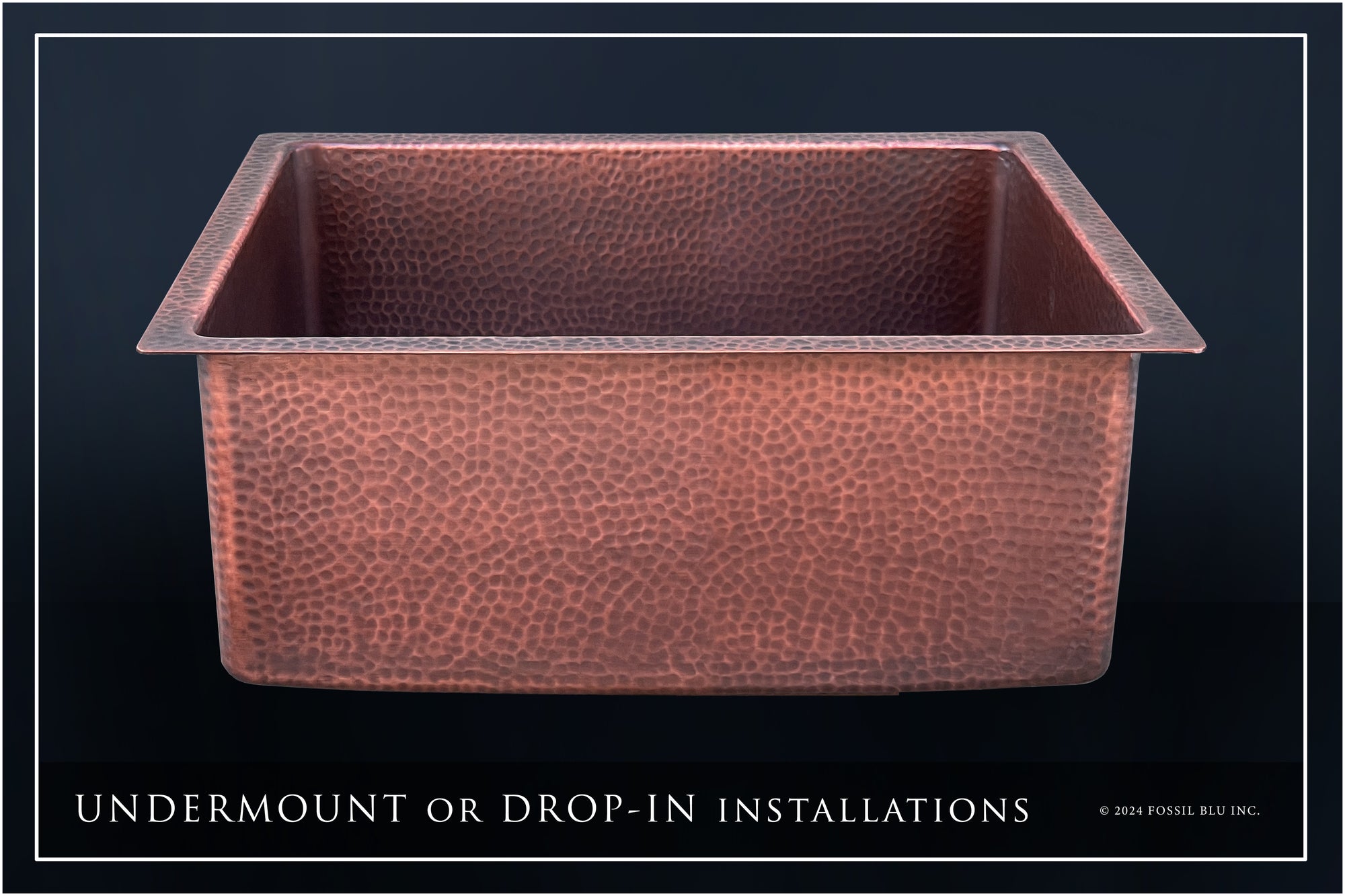 FSW1109 LUXURY 18-INCH HEAVY 12-GAUGE DARK PATINA COPPER UNDERMOUNT / DROP-IN BAR SINK OR PREP SINK, INCLUDES ACCS