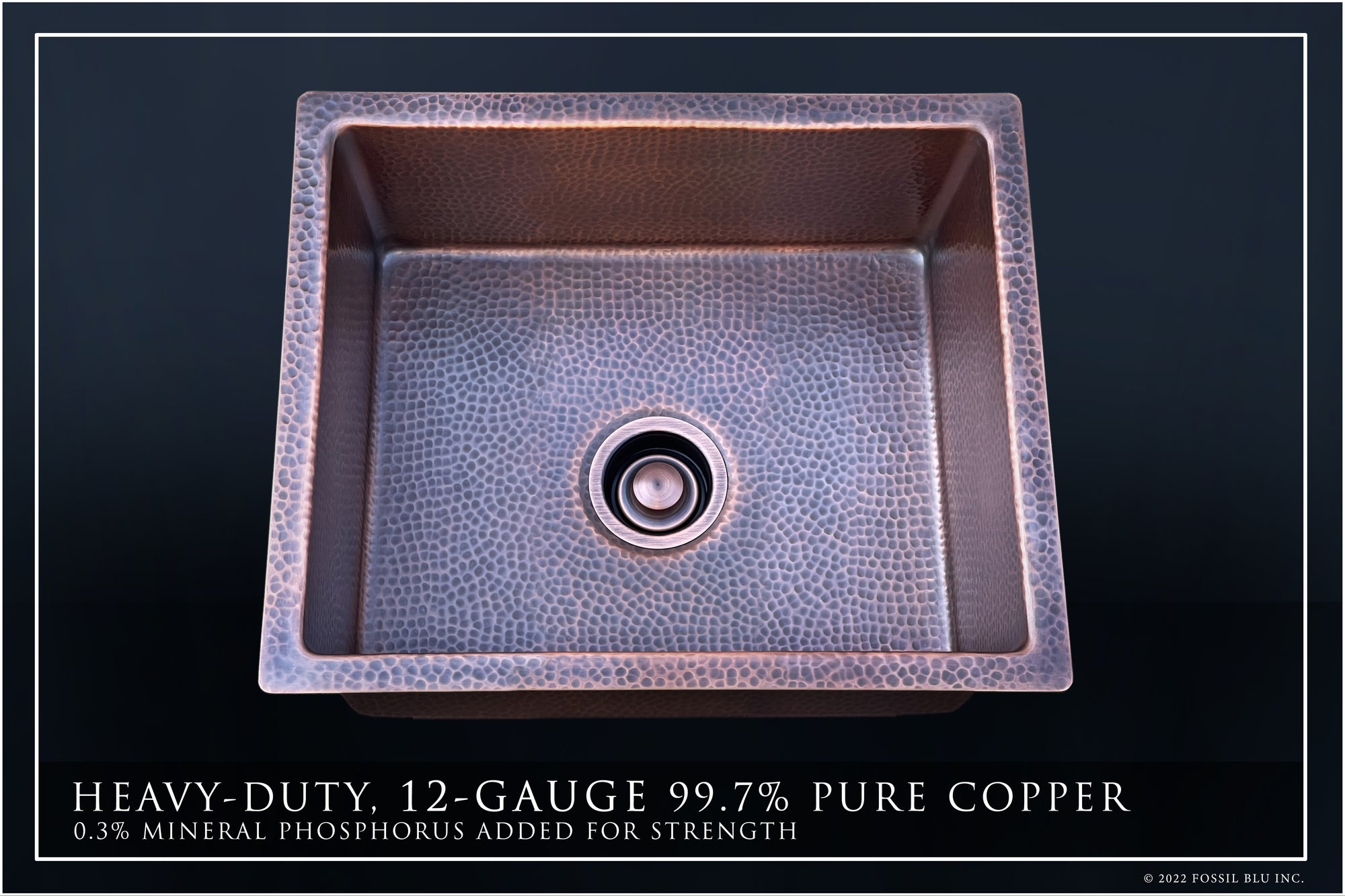 FSW1109 LUXURY 18-INCH HEAVY 12-GAUGE DARK PATINA COPPER UNDERMOUNT / DROP-IN BAR SINK OR PREP SINK, INCLUDES ACCS