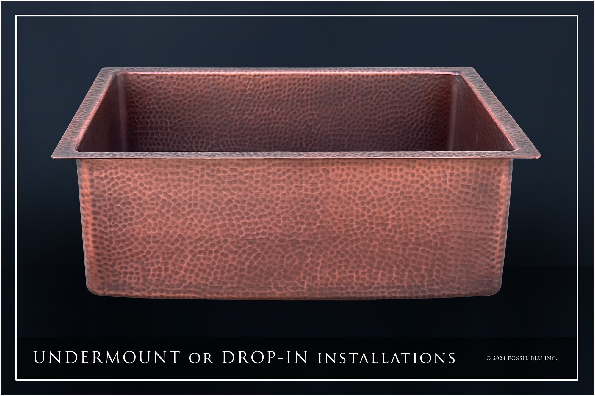 FSW1110 LUXURY 24-INCH HEAVY 12-GAUGE DARK PATINA COPPER UNDERMOUNT / DROP-IN SINK, INCLUDES ACCS